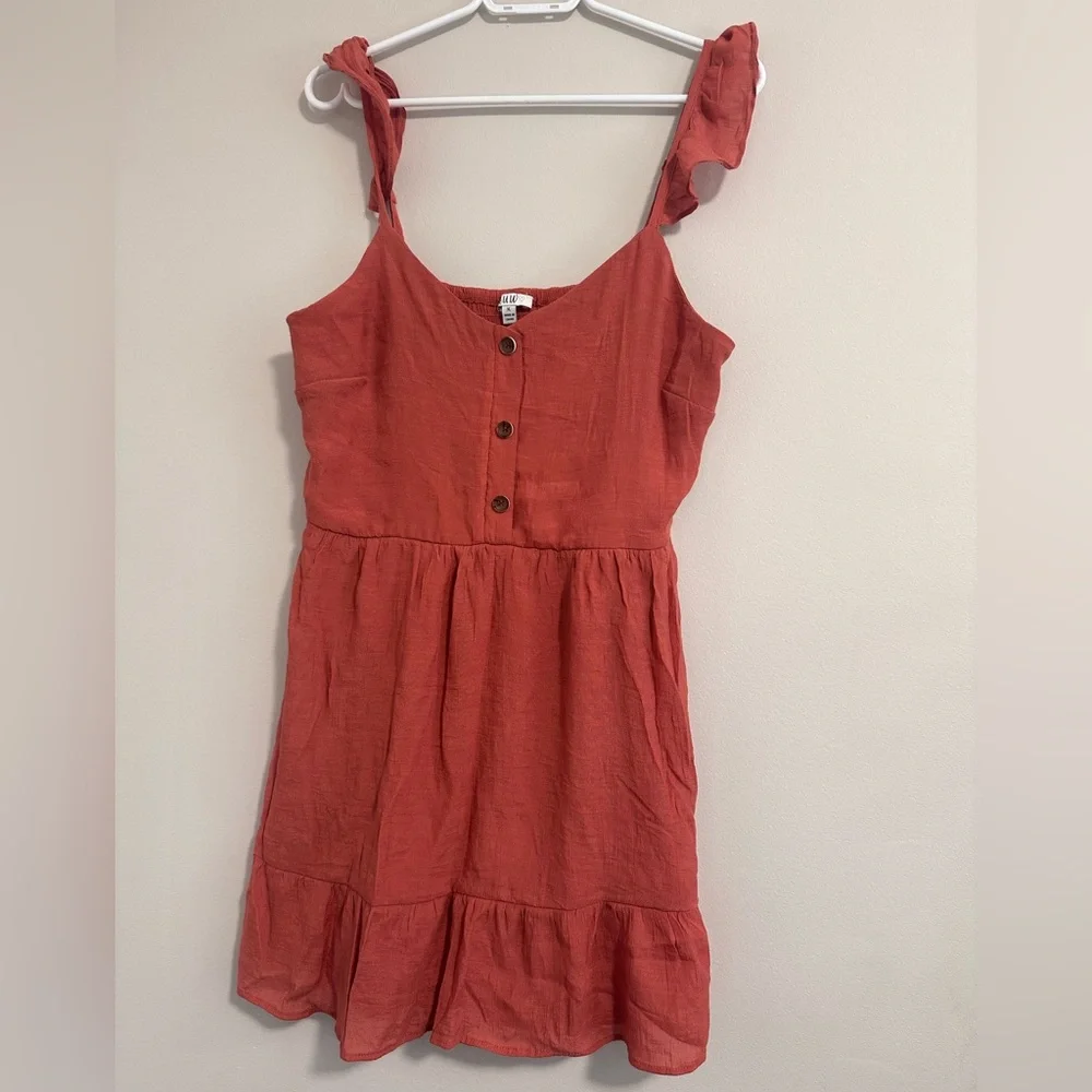 Rust Coloured Button-Up Mini Dress - Picture 2 of 7